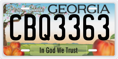 GA license plate CBQ3363