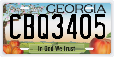 GA license plate CBQ3405