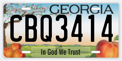 GA license plate CBQ3414