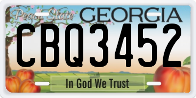 GA license plate CBQ3452