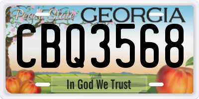 GA license plate CBQ3568