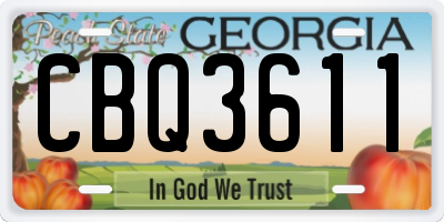 GA license plate CBQ3611