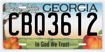 GA license plate CBQ3612