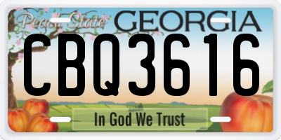 GA license plate CBQ3616