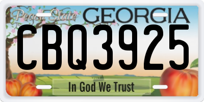 GA license plate CBQ3925