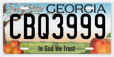 GA license plate CBQ3999