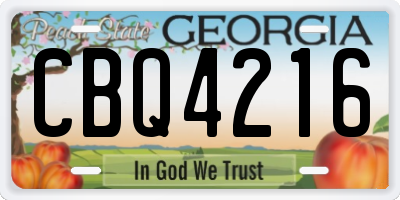 GA license plate CBQ4216