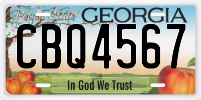 GA license plate CBQ4567