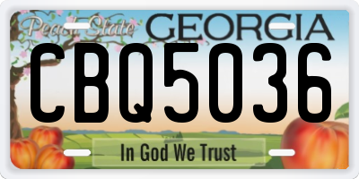 GA license plate CBQ5036