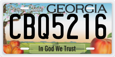 GA license plate CBQ5216