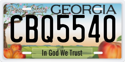 GA license plate CBQ5540