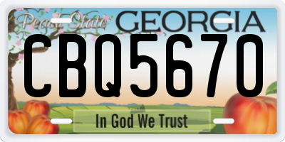 GA license plate CBQ5670
