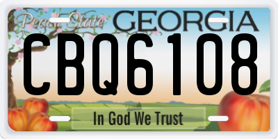 GA license plate CBQ6108