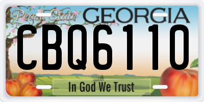 GA license plate CBQ6110