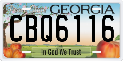 GA license plate CBQ6116