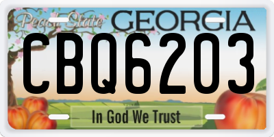 GA license plate CBQ6203