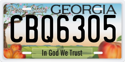 GA license plate CBQ6305