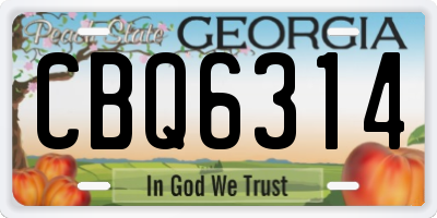 GA license plate CBQ6314