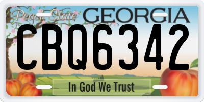 GA license plate CBQ6342