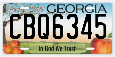 GA license plate CBQ6345