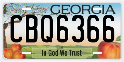GA license plate CBQ6366