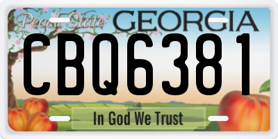 GA license plate CBQ6381