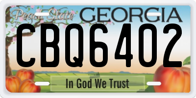 GA license plate CBQ6402