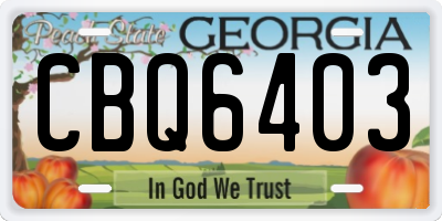 GA license plate CBQ6403