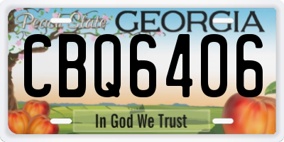 GA license plate CBQ6406