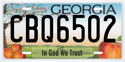 GA license plate CBQ6502