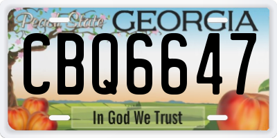 GA license plate CBQ6647