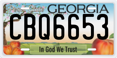 GA license plate CBQ6653