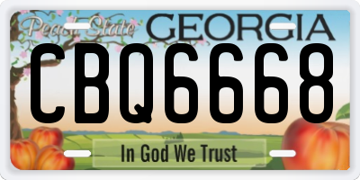 GA license plate CBQ6668
