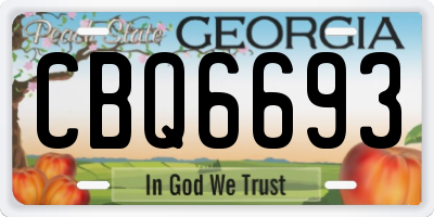 GA license plate CBQ6693