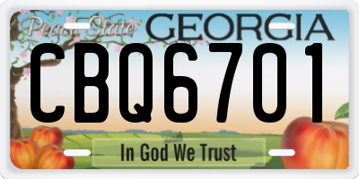 GA license plate CBQ6701