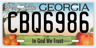 GA license plate CBQ6986
