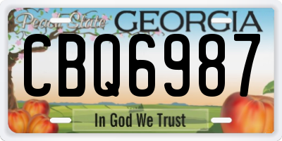 GA license plate CBQ6987