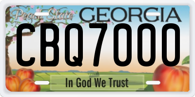 GA license plate CBQ7000