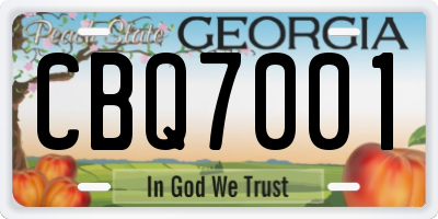 GA license plate CBQ7001