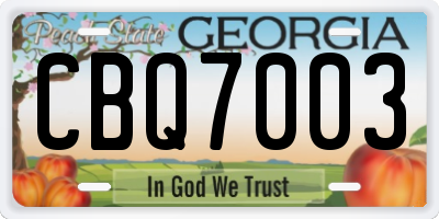 GA license plate CBQ7003