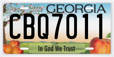GA license plate CBQ7011