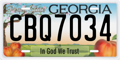 GA license plate CBQ7034