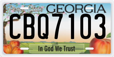 GA license plate CBQ7103