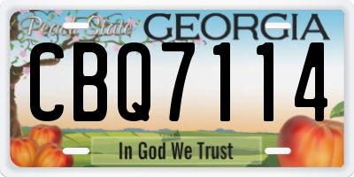 GA license plate CBQ7114