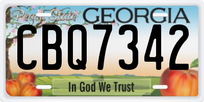 GA license plate CBQ7342