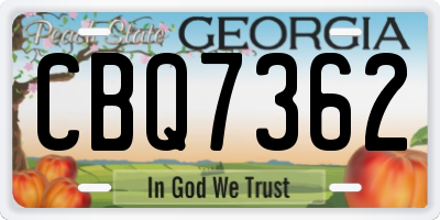 GA license plate CBQ7362