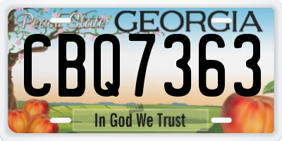 GA license plate CBQ7363