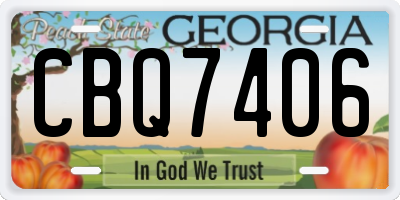 GA license plate CBQ7406