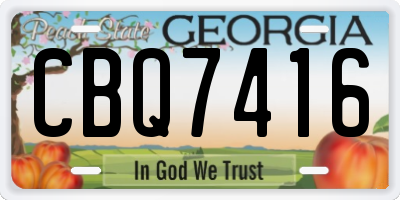 GA license plate CBQ7416