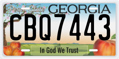 GA license plate CBQ7443